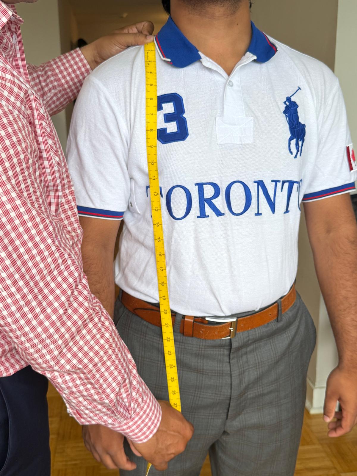 Men's Front Length measurement demonstration