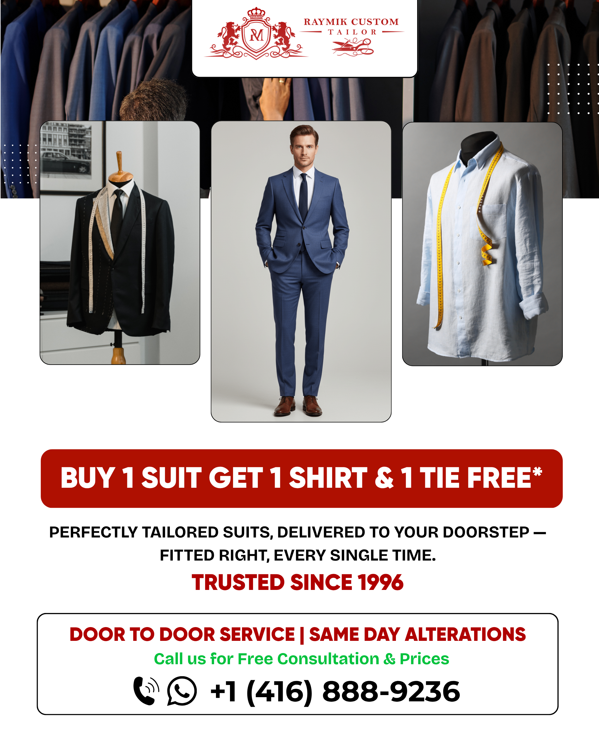 Raymik Custom Tailor suit promotion